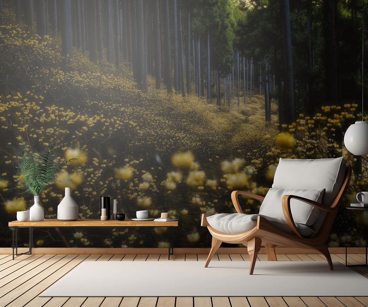 Golden forest (”Mitsumata” in full bloom) Poster och Canvastavla