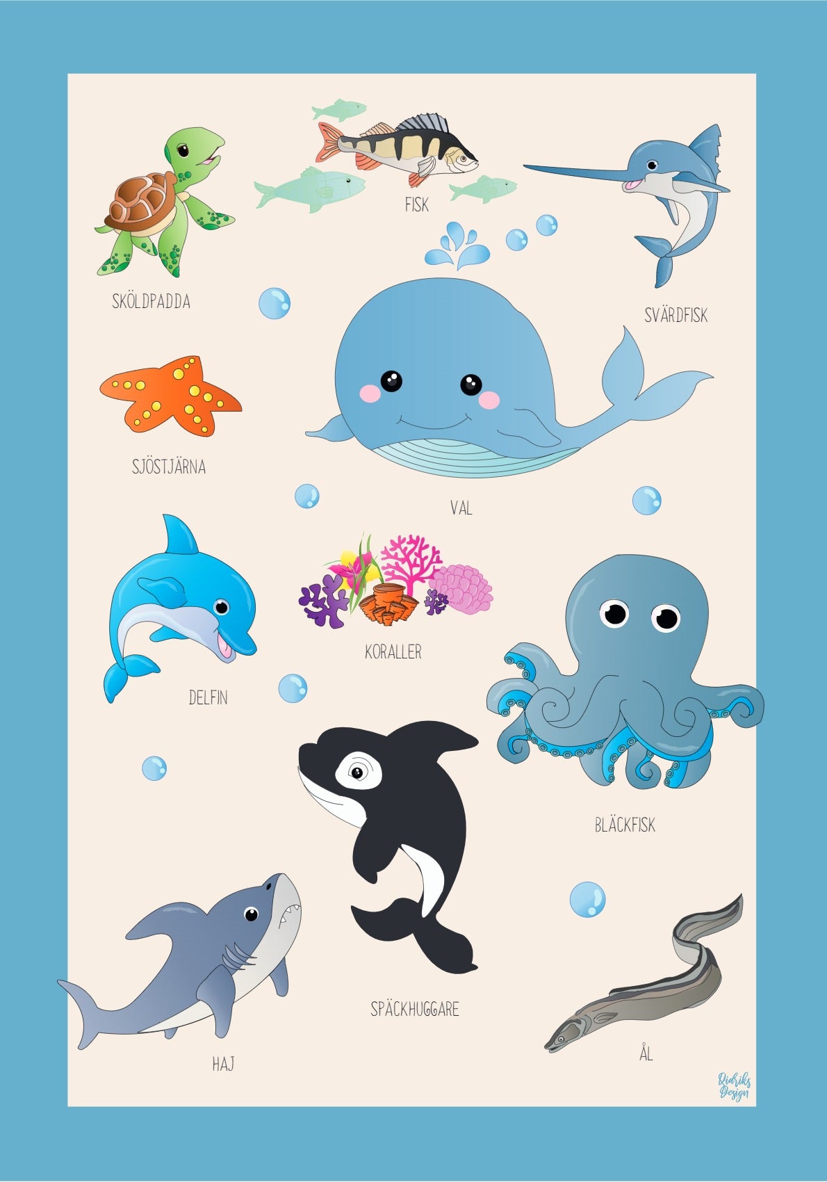 Havet-barnposters och barntavlor