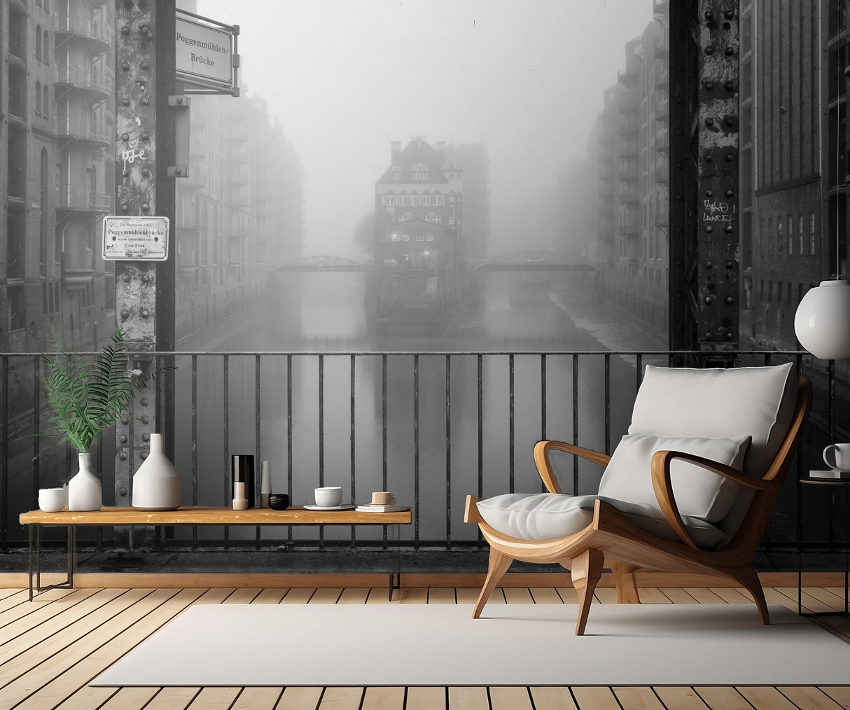 Wasserschloss bei Nebel Poster och Canvastavla
