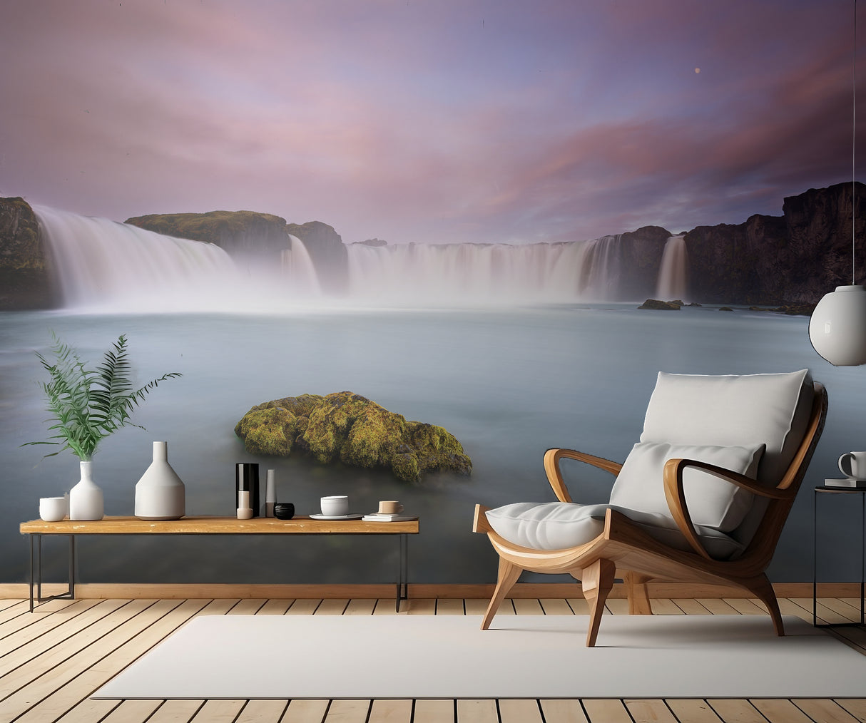 Godafoss and the moon Poster och Canvastavla