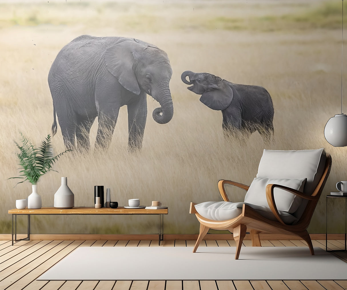 Mother and baby elephants Poster och Canvastavla