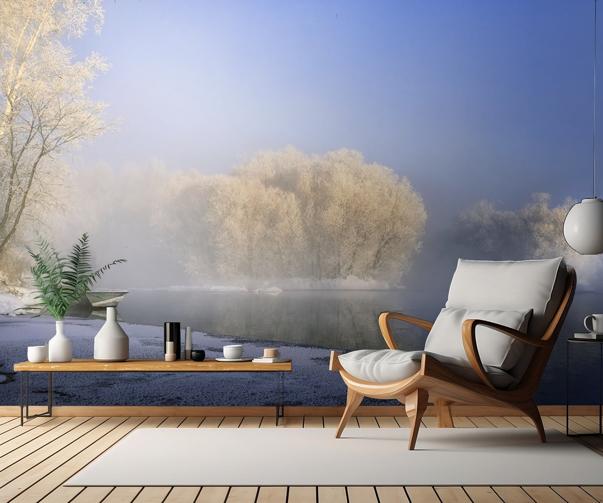 Morning fog and rime in Kuerbin Poster och Canvastavla