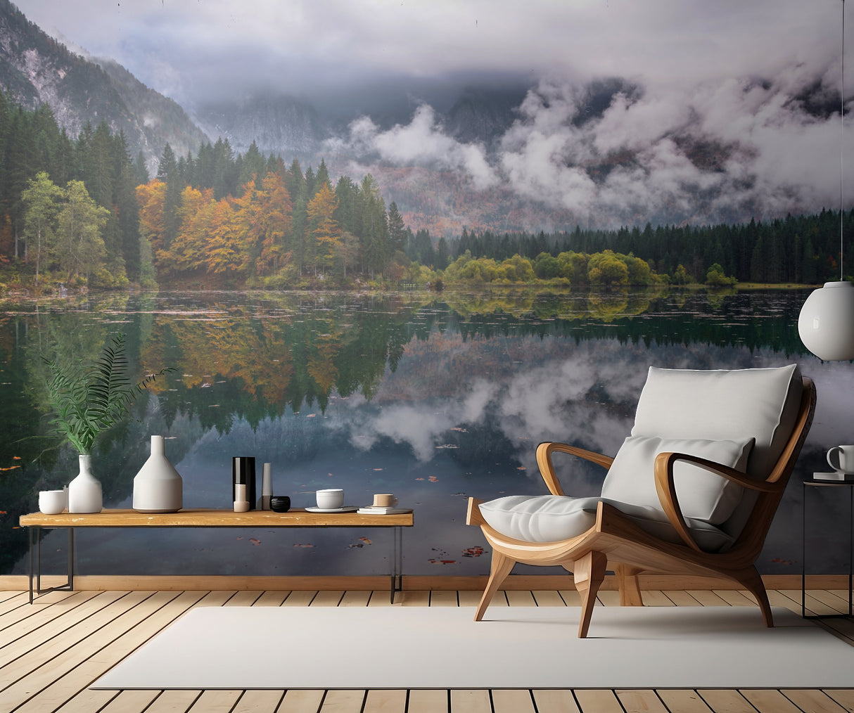Autumn mood at Fusine lake Poster och Canvastavla