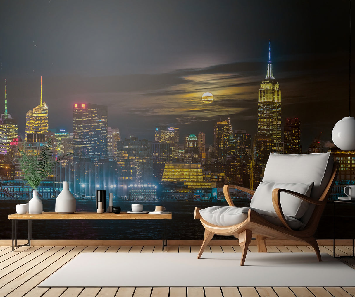 Super Blue Moon 2018, New York City Poster och Canvastavla