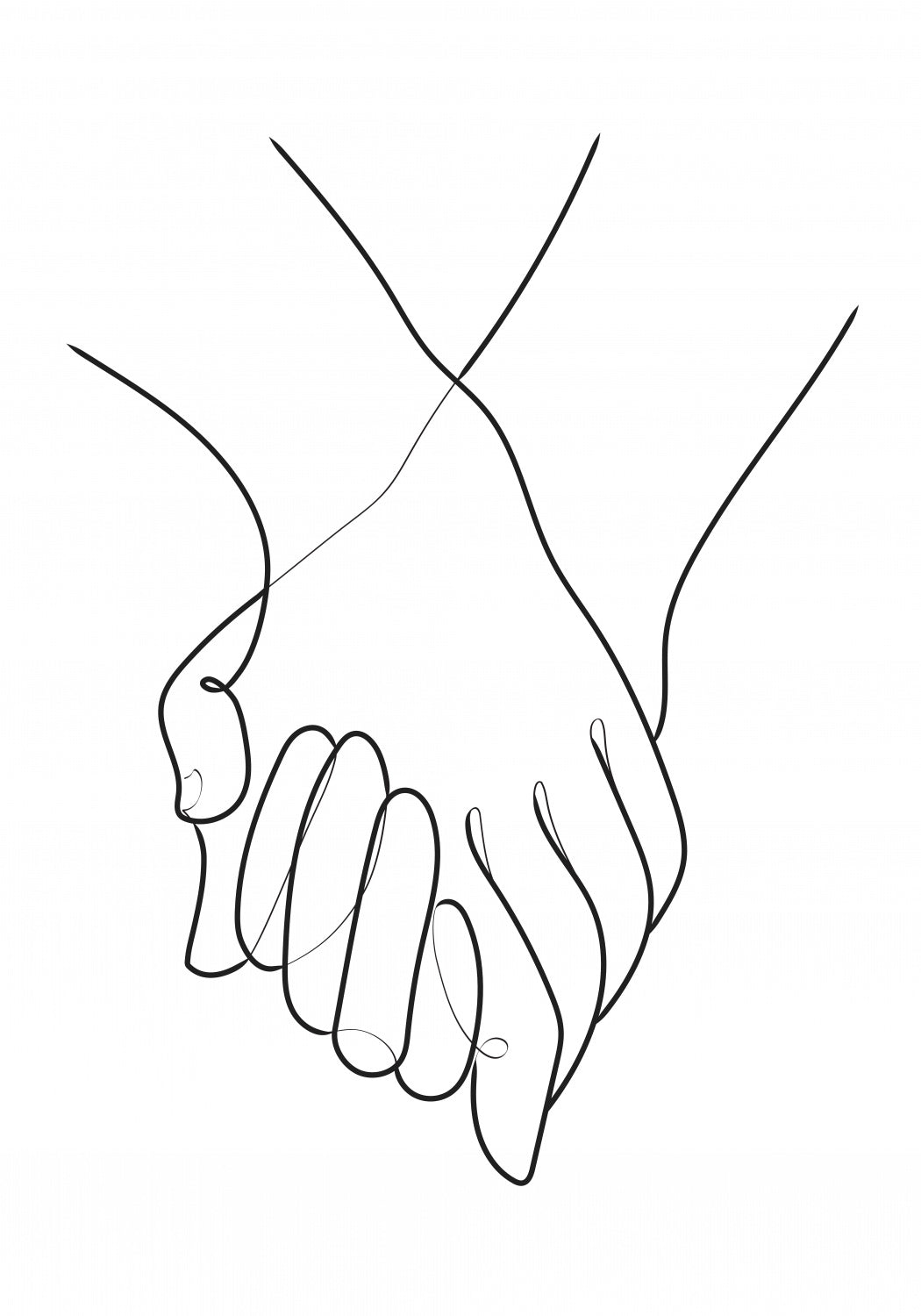 Holding Hands Lines Poster och Canvastavla