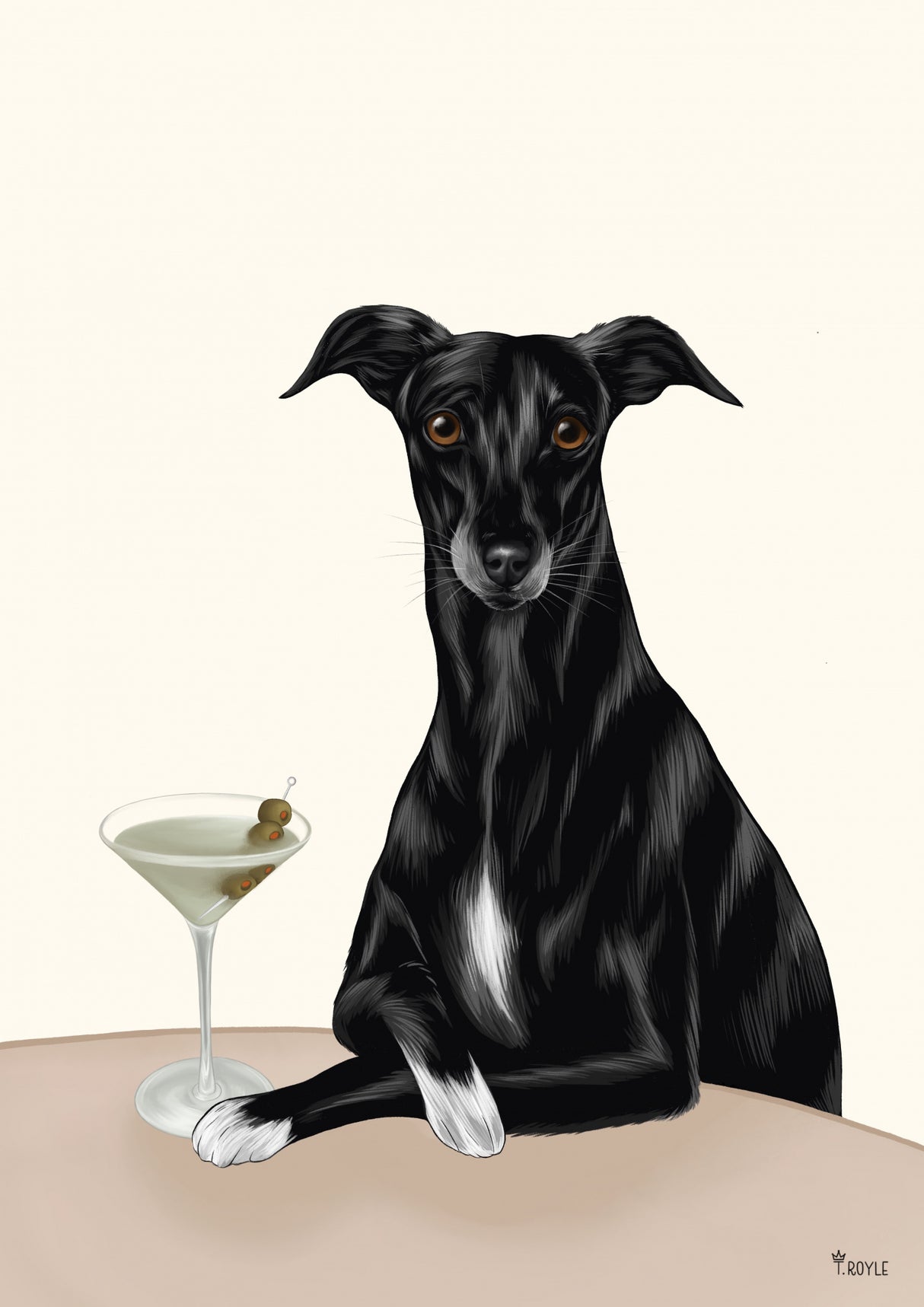 Classy Greyhound with Martini Poster och Canvastavla