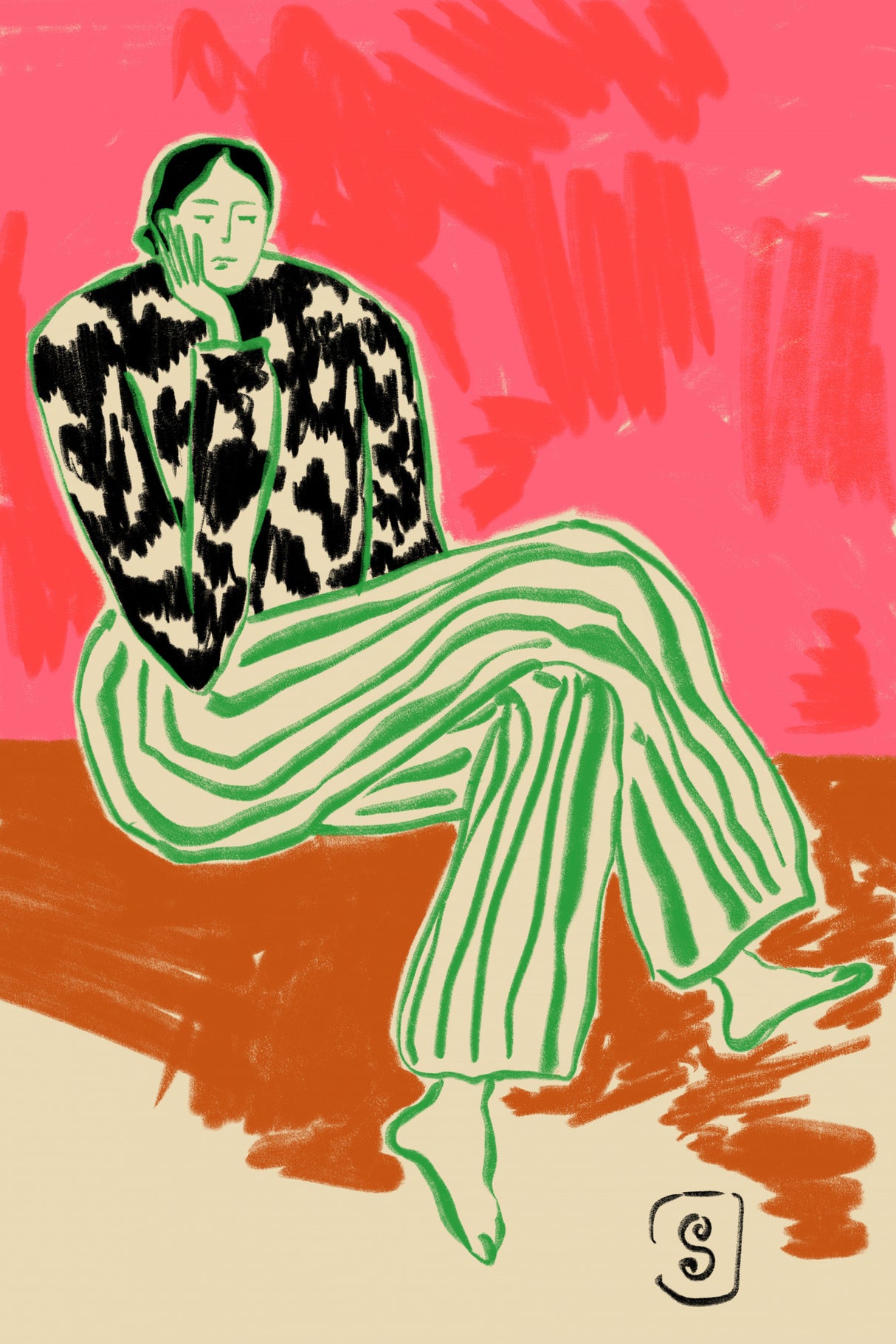 Calm Woman Portrait Poster och Canvastavla