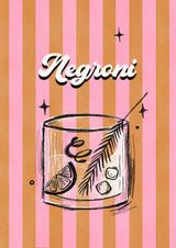 Negroni Drink on Stripes Poster och Canvastavla