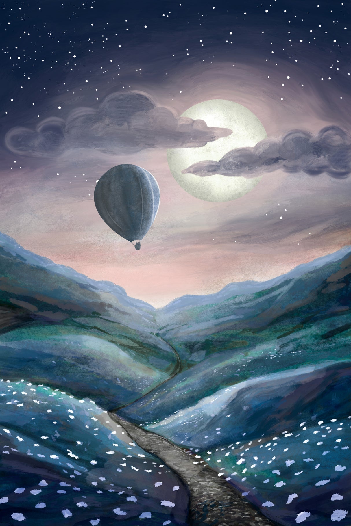 Moonlight landscape Poster och Canvastavla