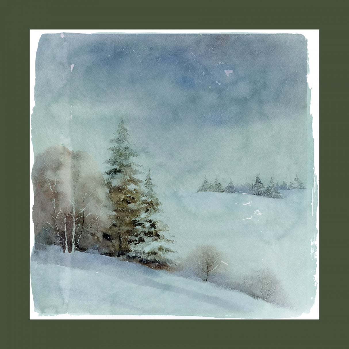 Winter Scene: Christmas Tree Vintage Style 7 Poster och Canvastavla