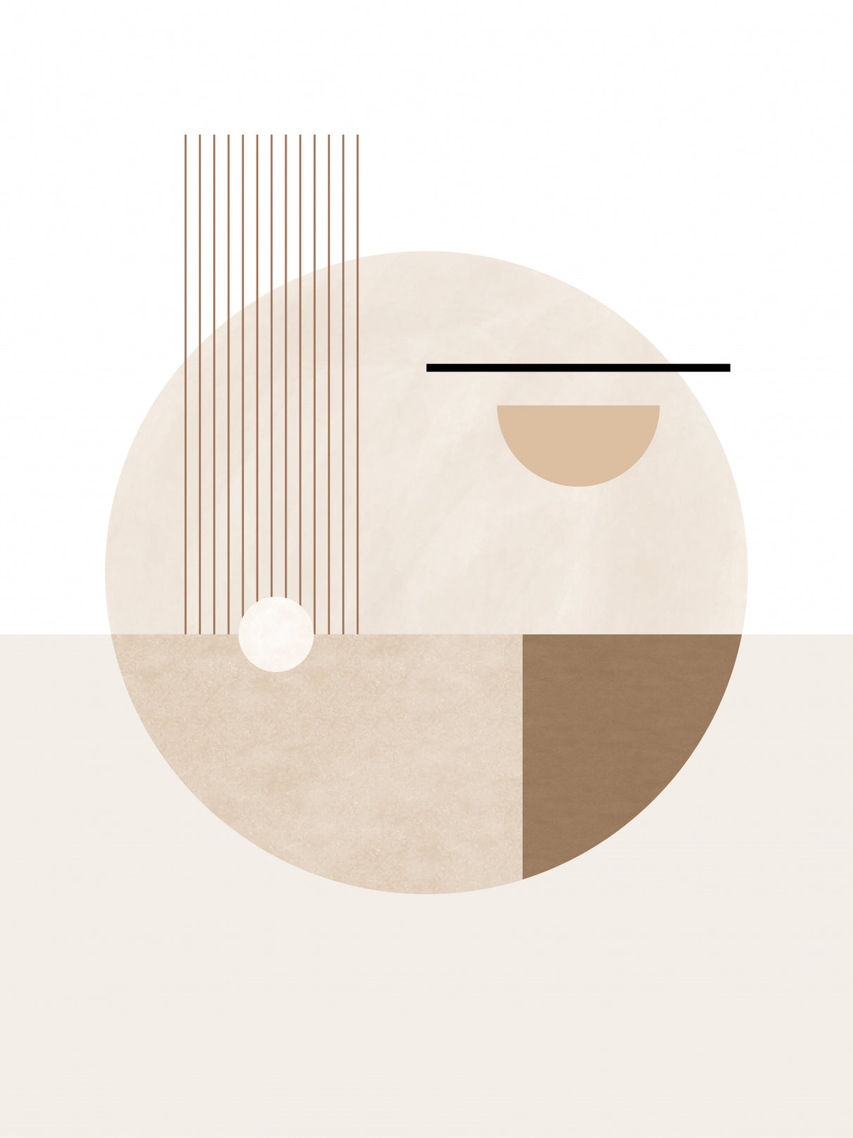 Neutral Semicircles Poster No.2 Poster och Canvastavla