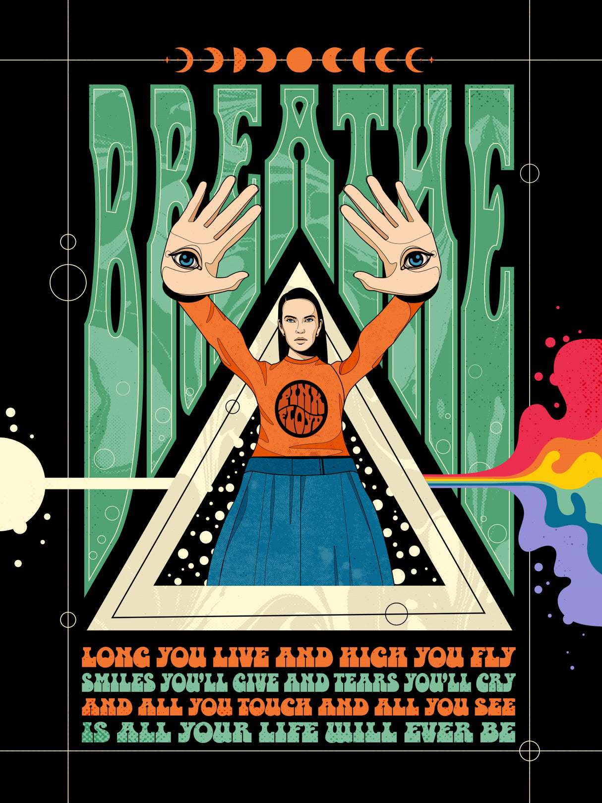 Breathe Lyrics Psychedelic Poster och Canvastavla