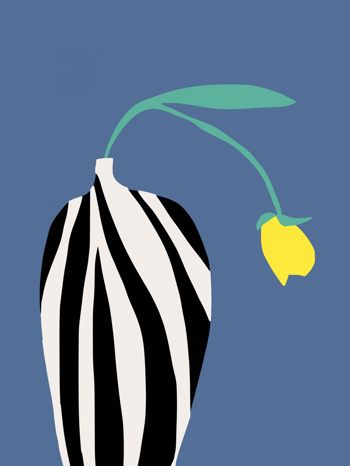 Tulip In Zebra Striped Vase Poster och Canvastavla
