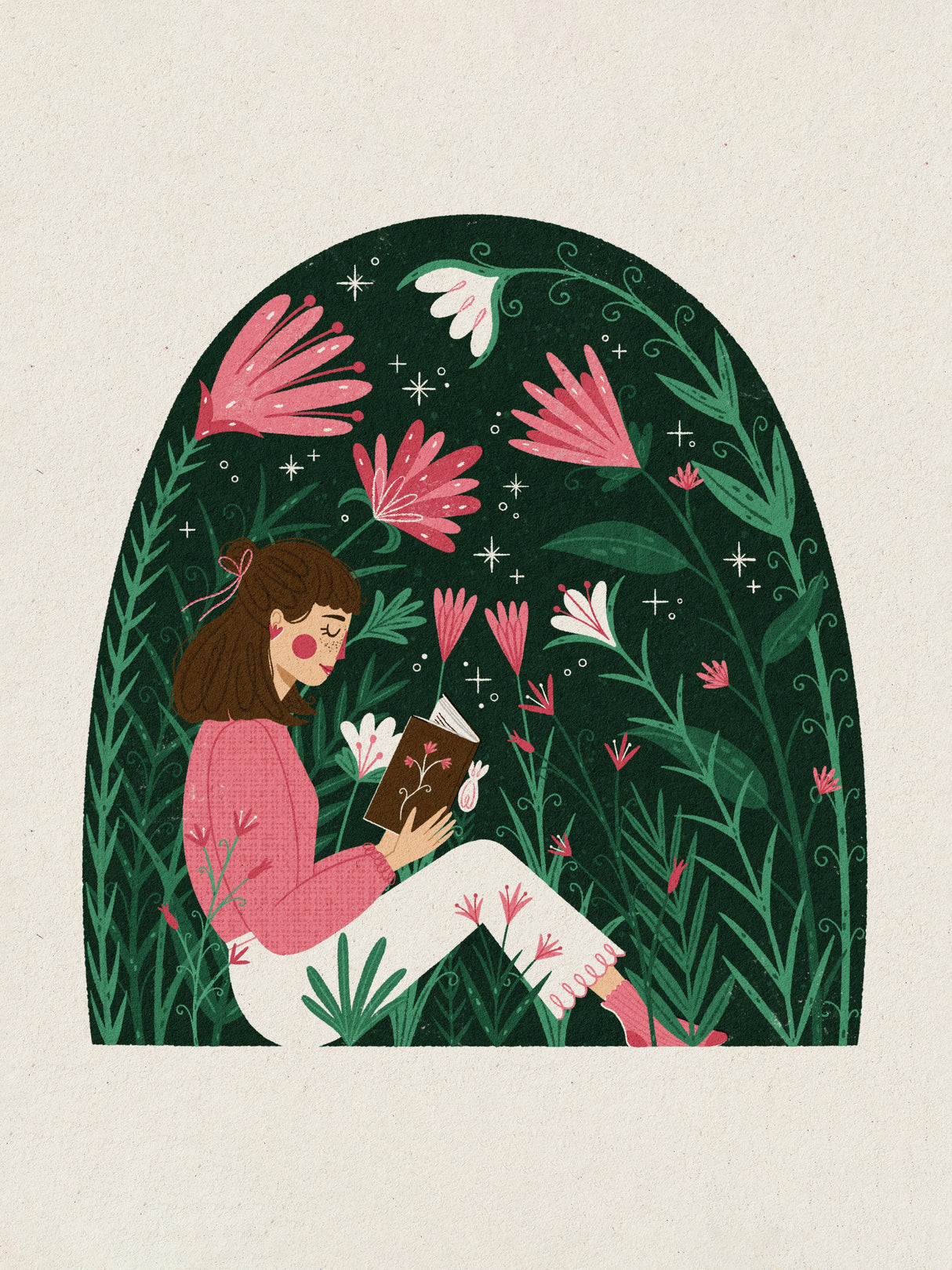 Reading in a Dome of Plants Poster och Canvastavla