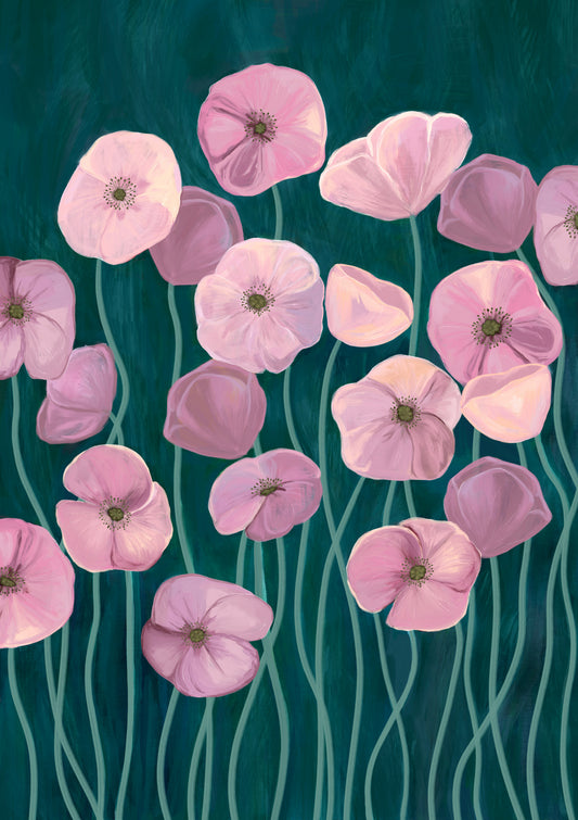Pink poppies Poster och Canvastavla