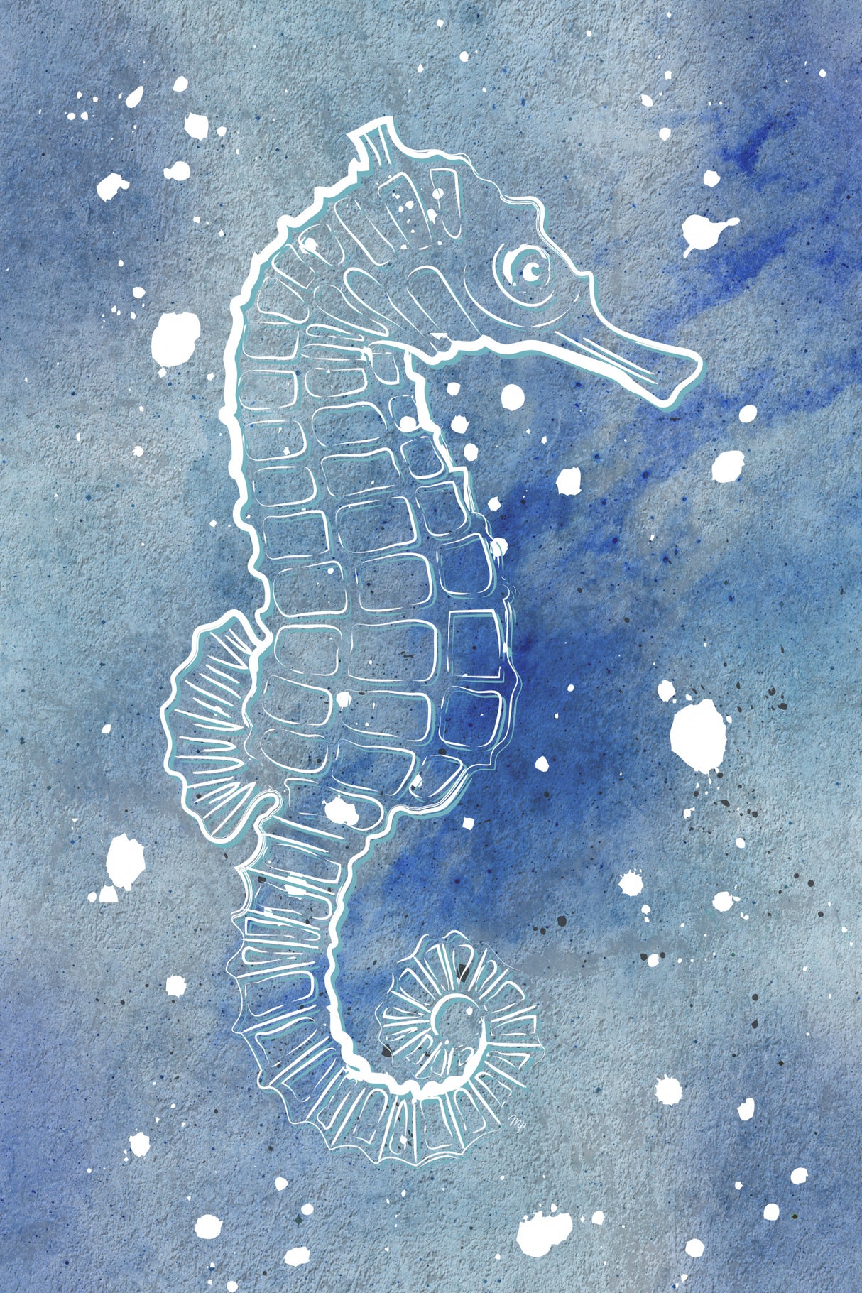 Blue Seahorse Poster och Canvastavla