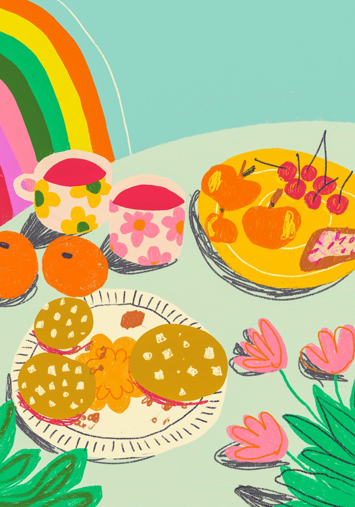 Cherry tea Poster och Canvastavla