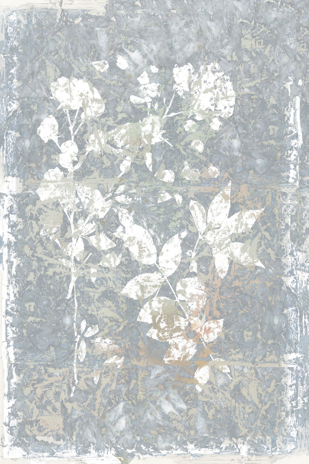 Botanical White Textured Floral 2 Poster och Canvastavla