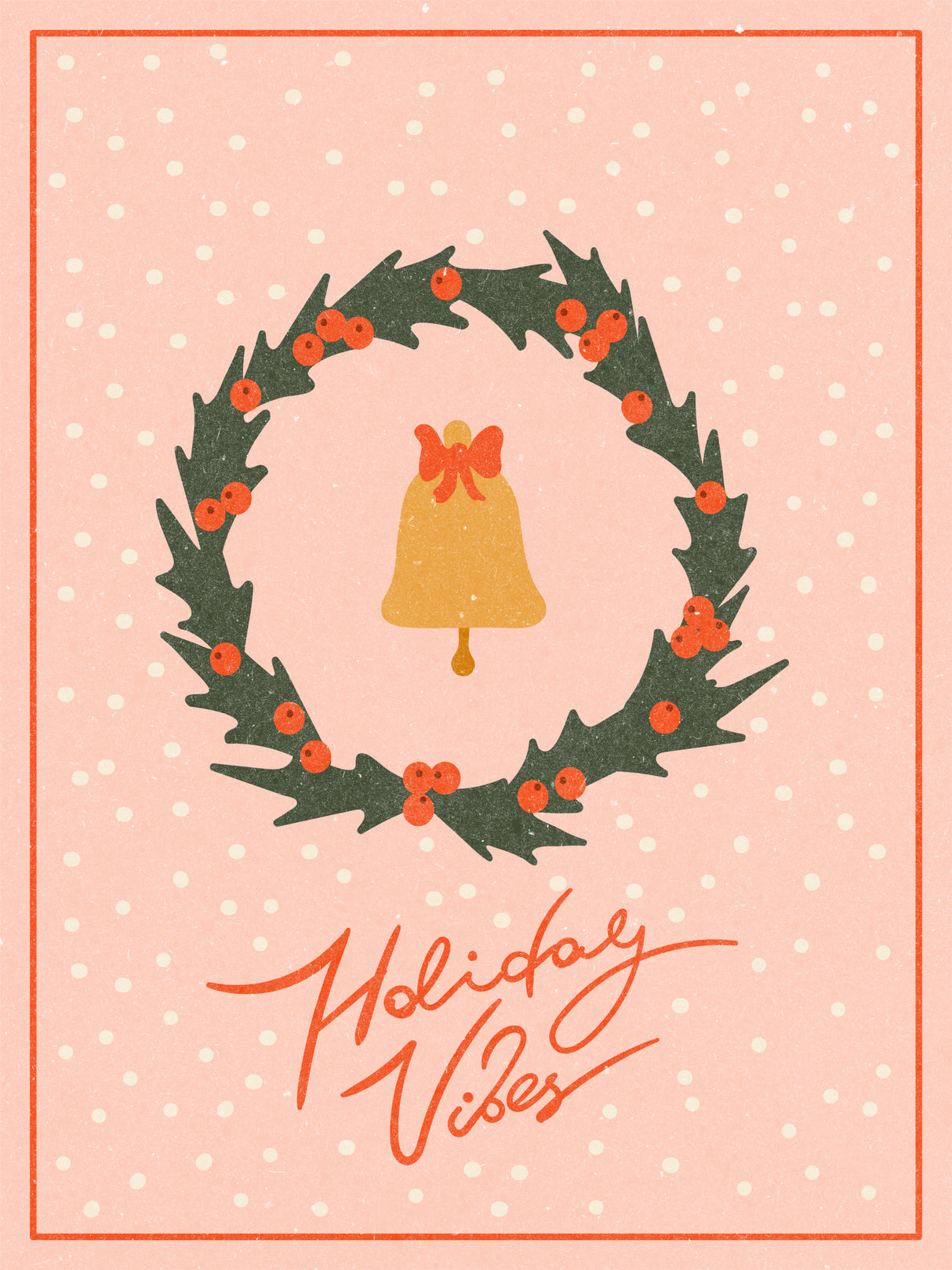 Christmas wreath with bell and bow Poster och Canvastavla