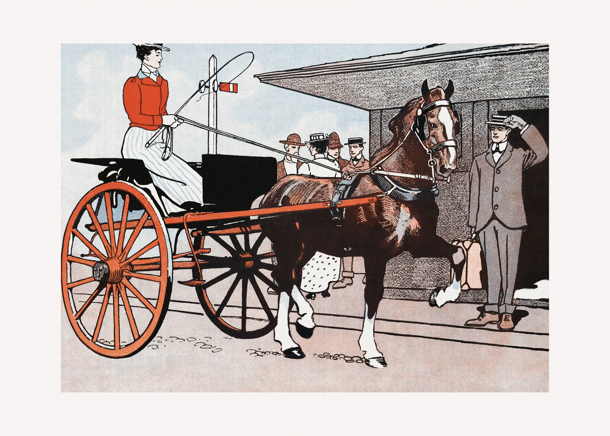 Woman In a Horse Carriage (ca. 1890–1907) Poster och Canvastavla
