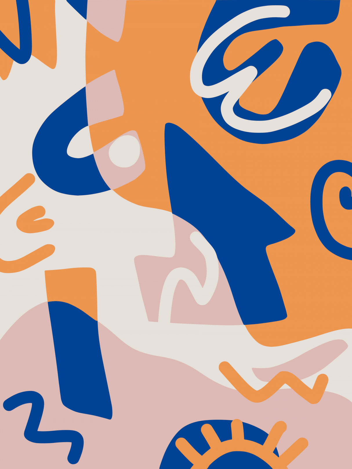 Abstract Shapes In Blue and Orange Poster och Canvastavla