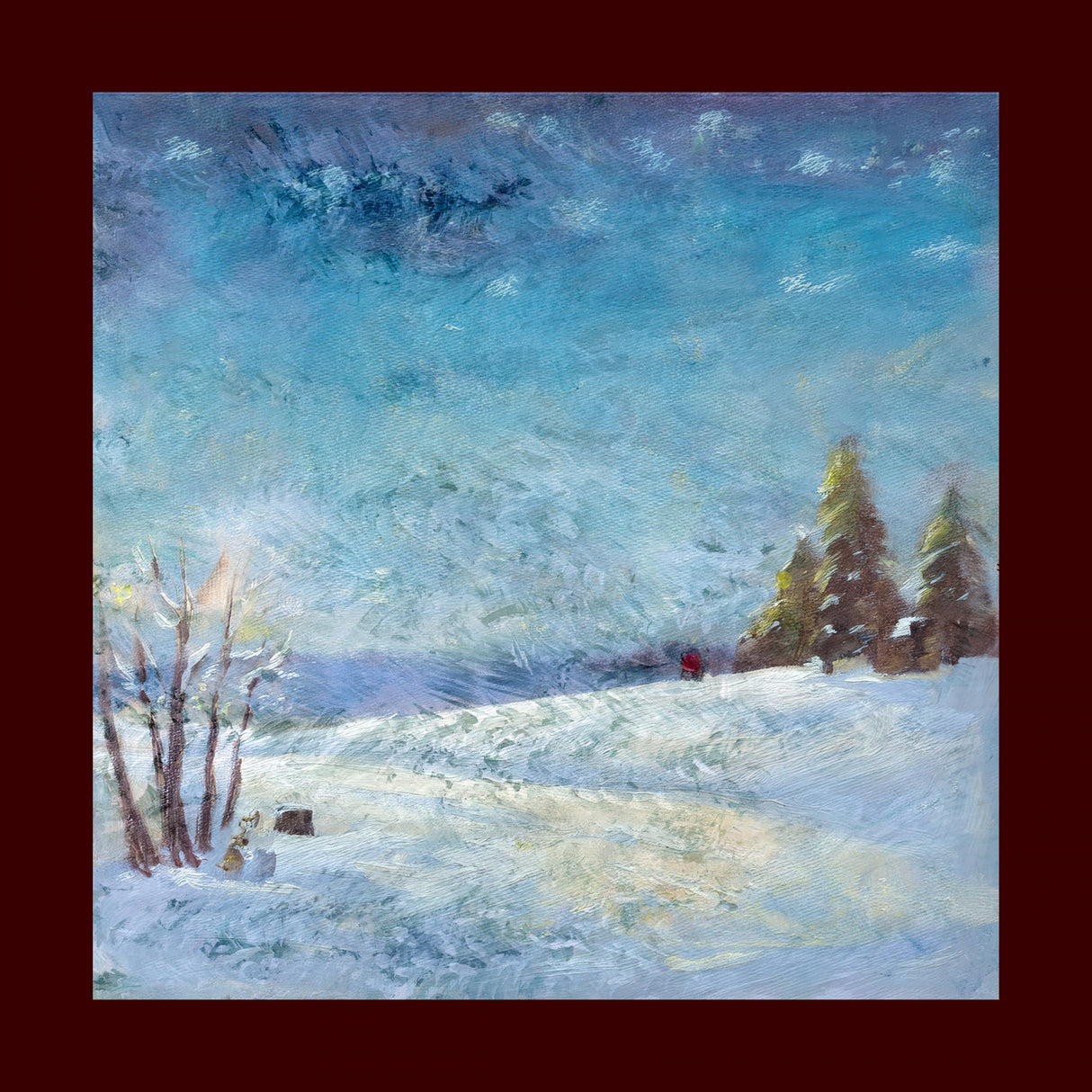 Winter Scene: Christmas Tree Vintage Style 6 Poster och Canvastavla