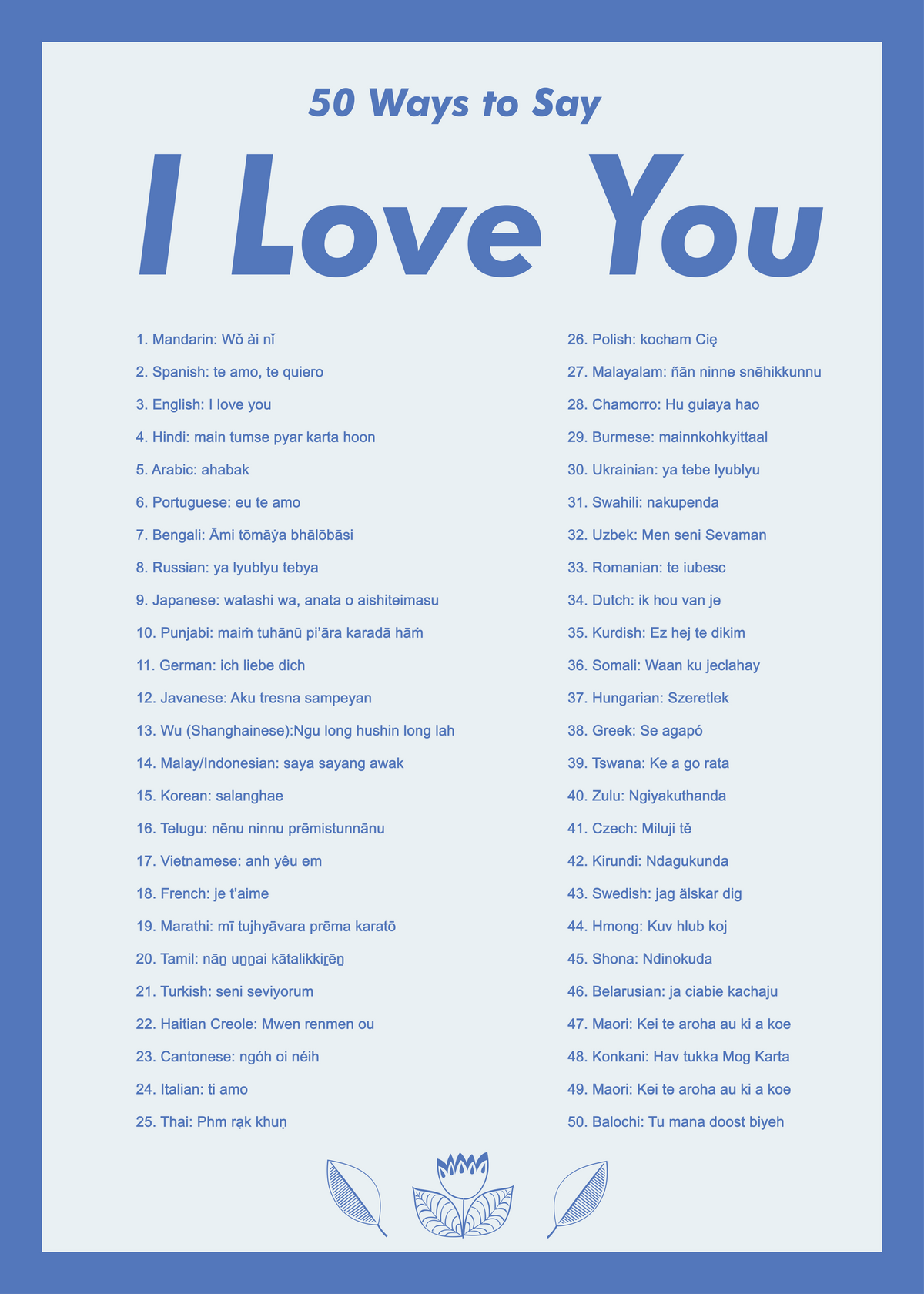 50 Ways To Say I Love You blue