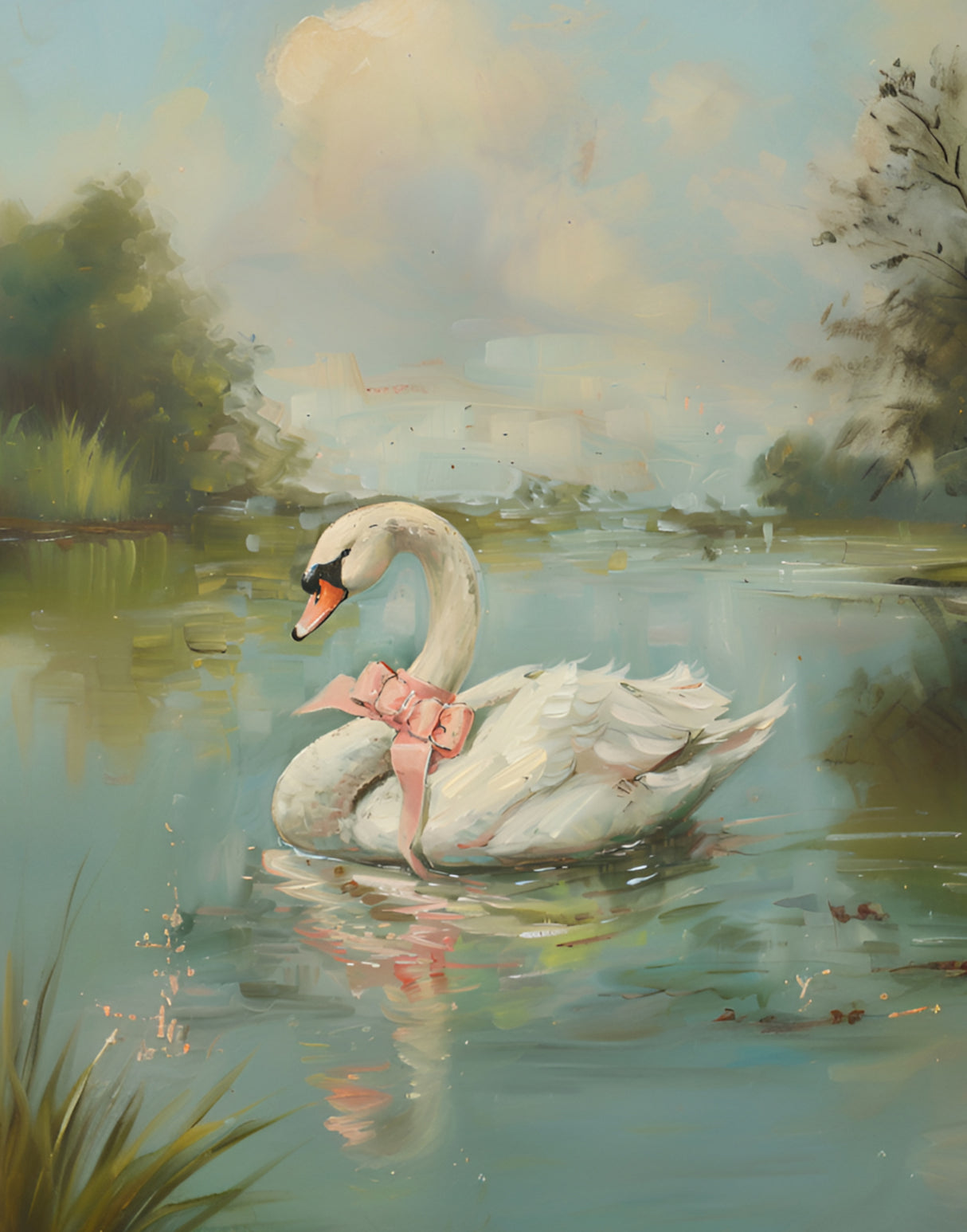 11x14 Vintage Swan Coquette Poster och Canvastavla