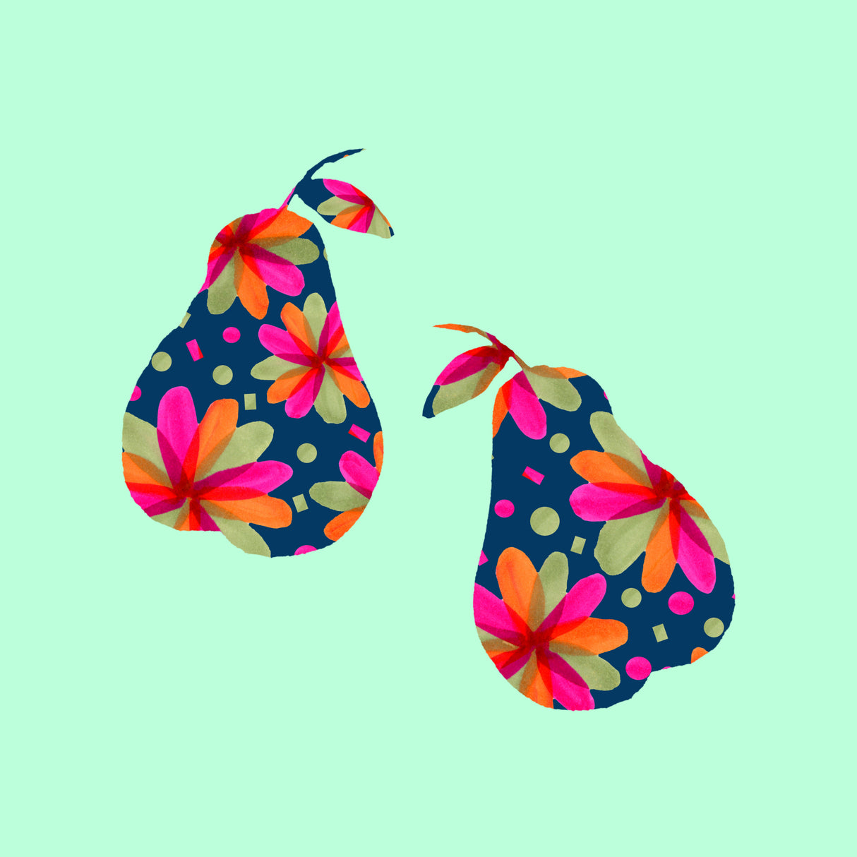 Pears In Pattern Art Print Poster och Canvastavla