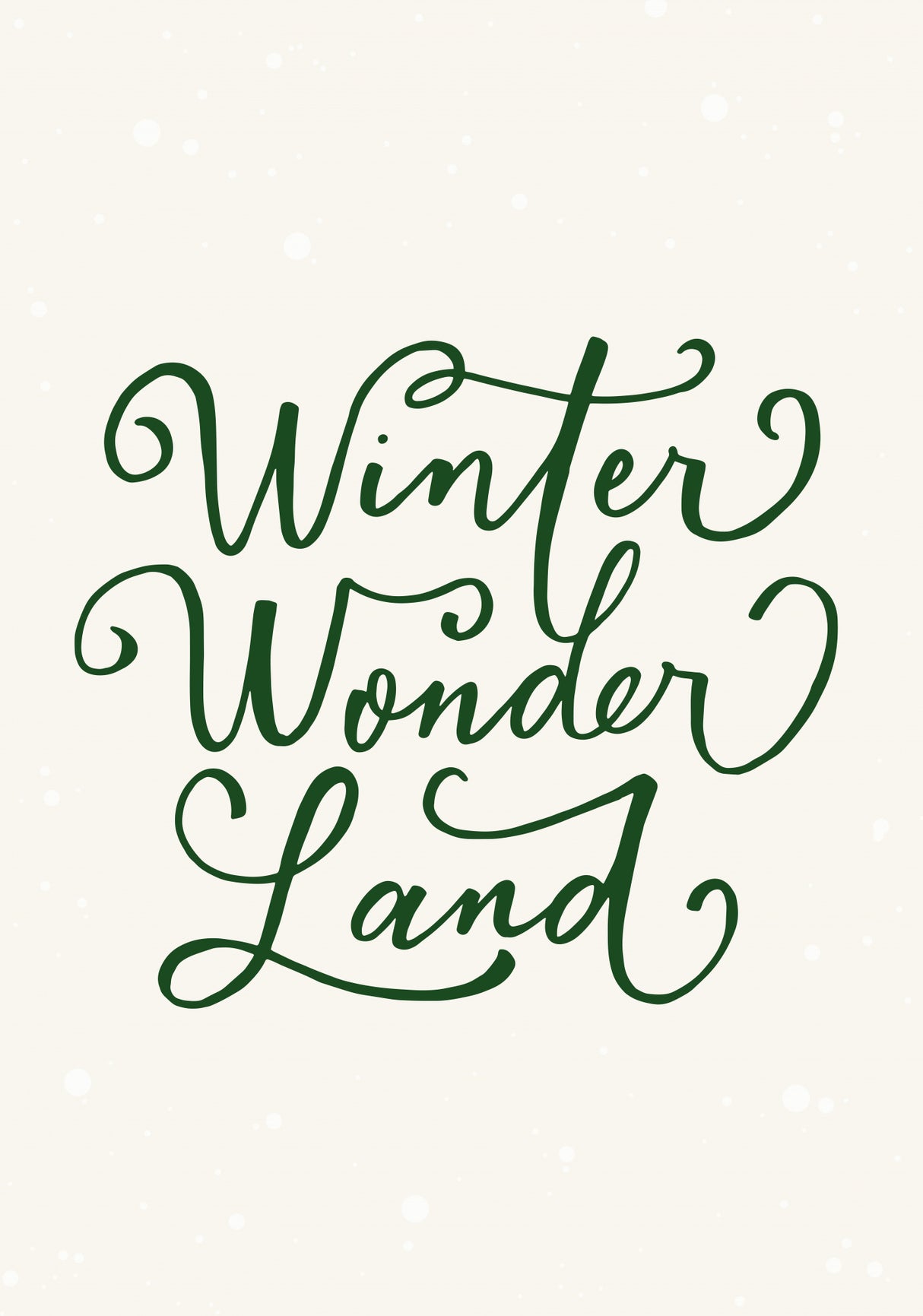 Winter Wonderland Text (green), Christmas Noël Holiday Winter Quote Typography Lettering Poster och Canvastavla