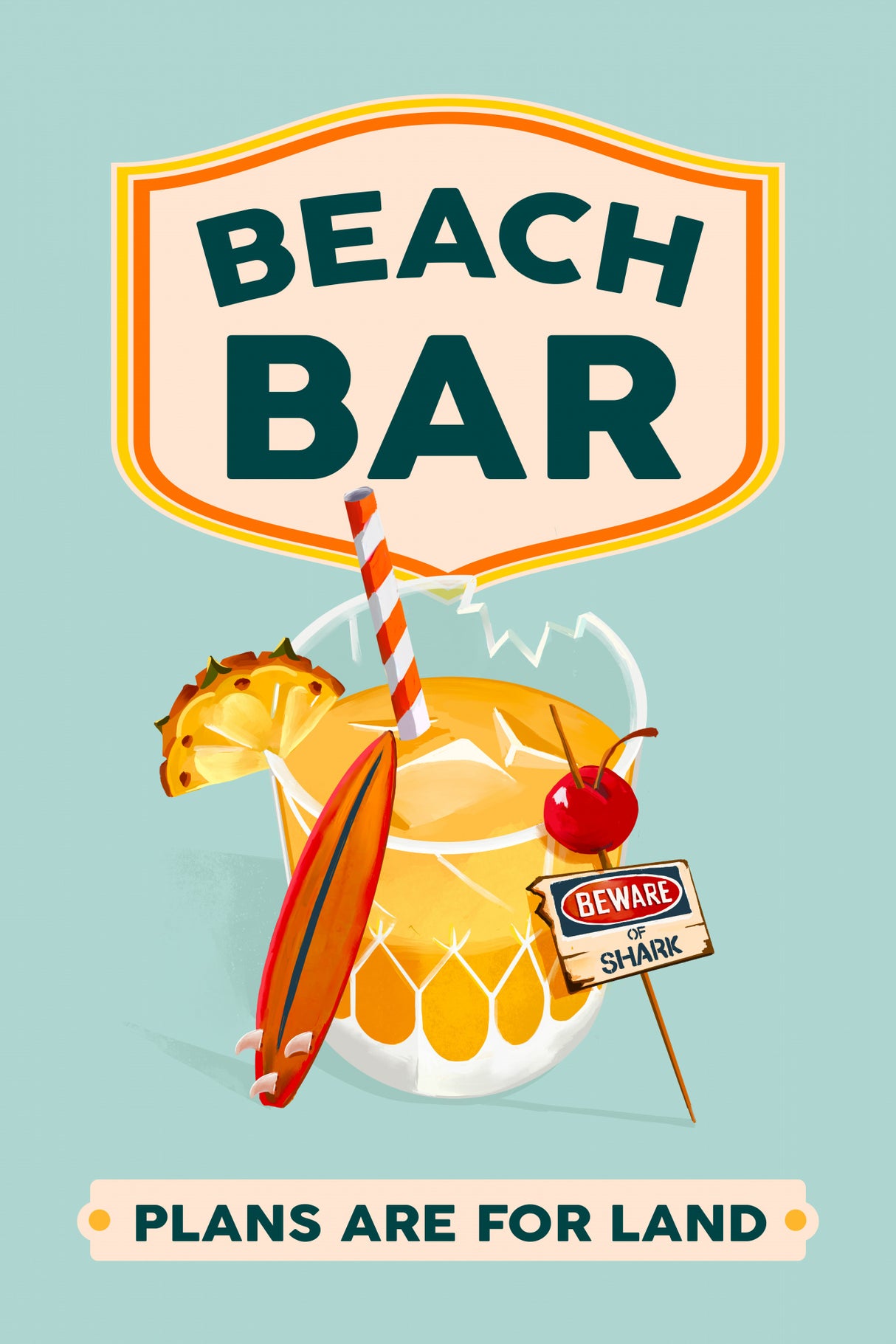 Beach Bar Summer Tropical Cocktail Bar Art Poster och Canvastavla