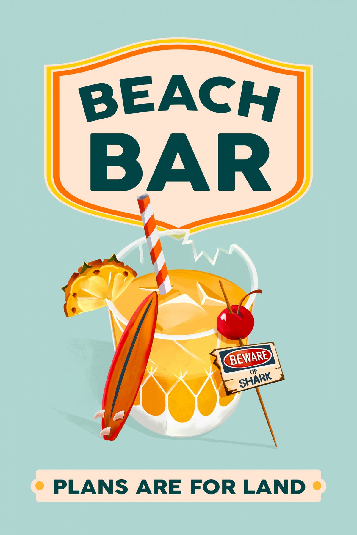 Beach Bar Summer Tropical Cocktail Bar Art Poster och Canvastavla