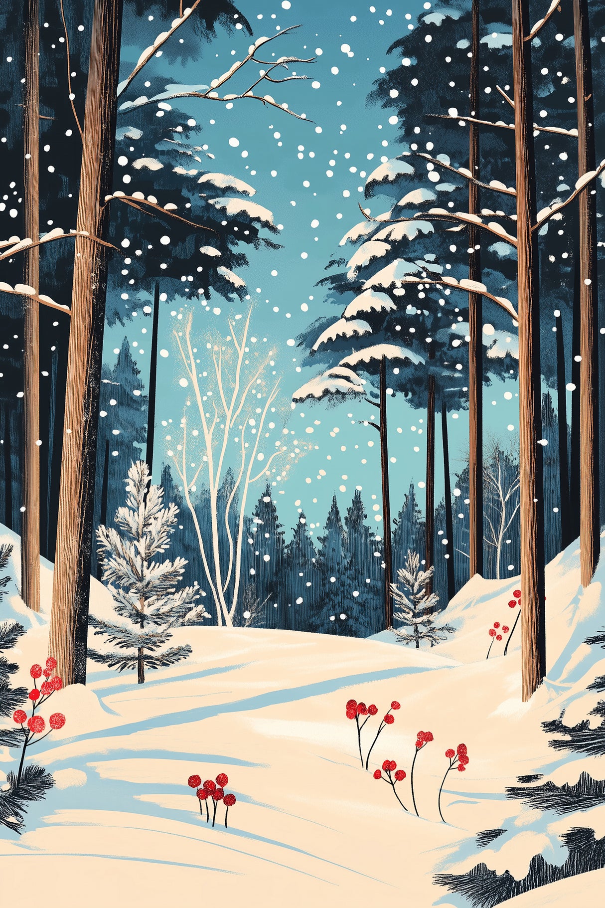 Christmas Snowy forest Poster och Canvastavla