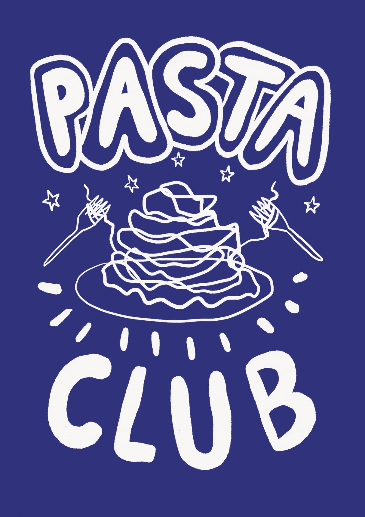 Poster Pasta Club Blue Up Poster och Canvastavla