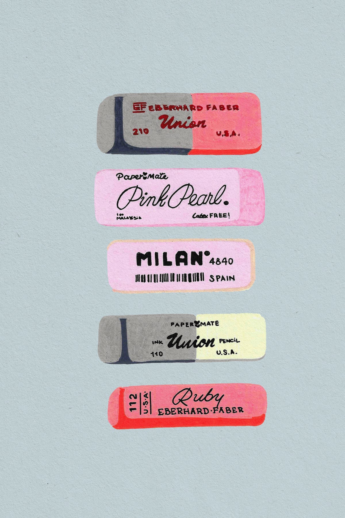 Erasers Art Print Poster och Canvastavla