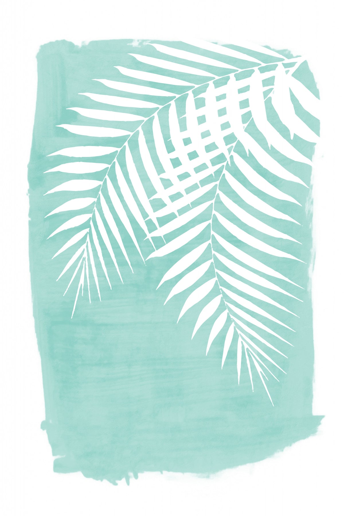 Teal Palm Leaves Foliage Silhouette Poster och Canvastavla