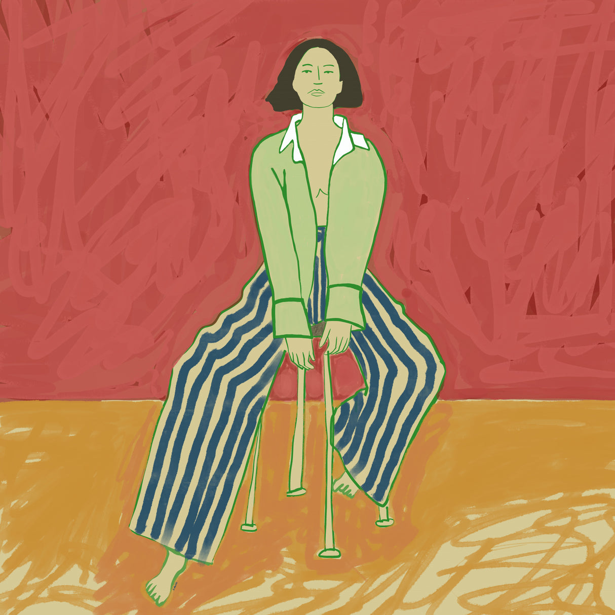 Woman on stool Poster och Canvastavla