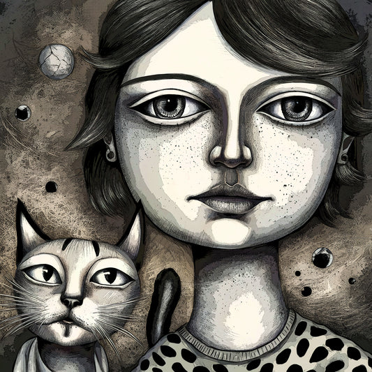 Girl and the Cat Poster och Canvastavla