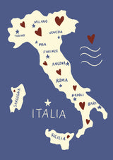 Italiy Map Poster och Canvastavla