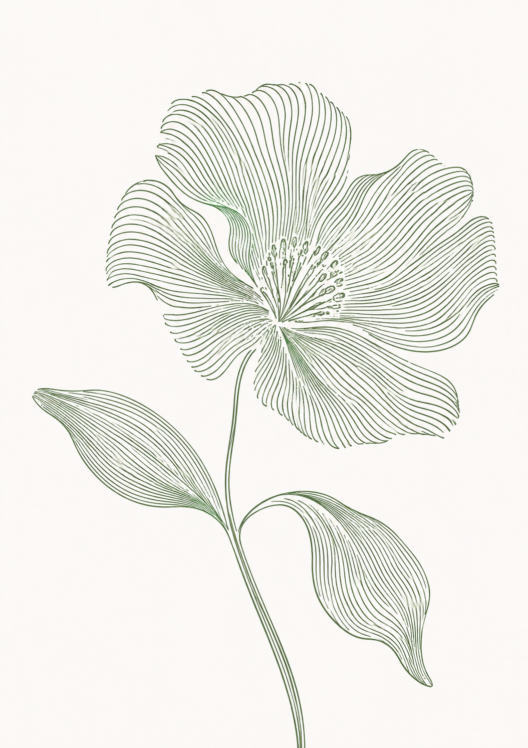 Lines Flower Green Poster