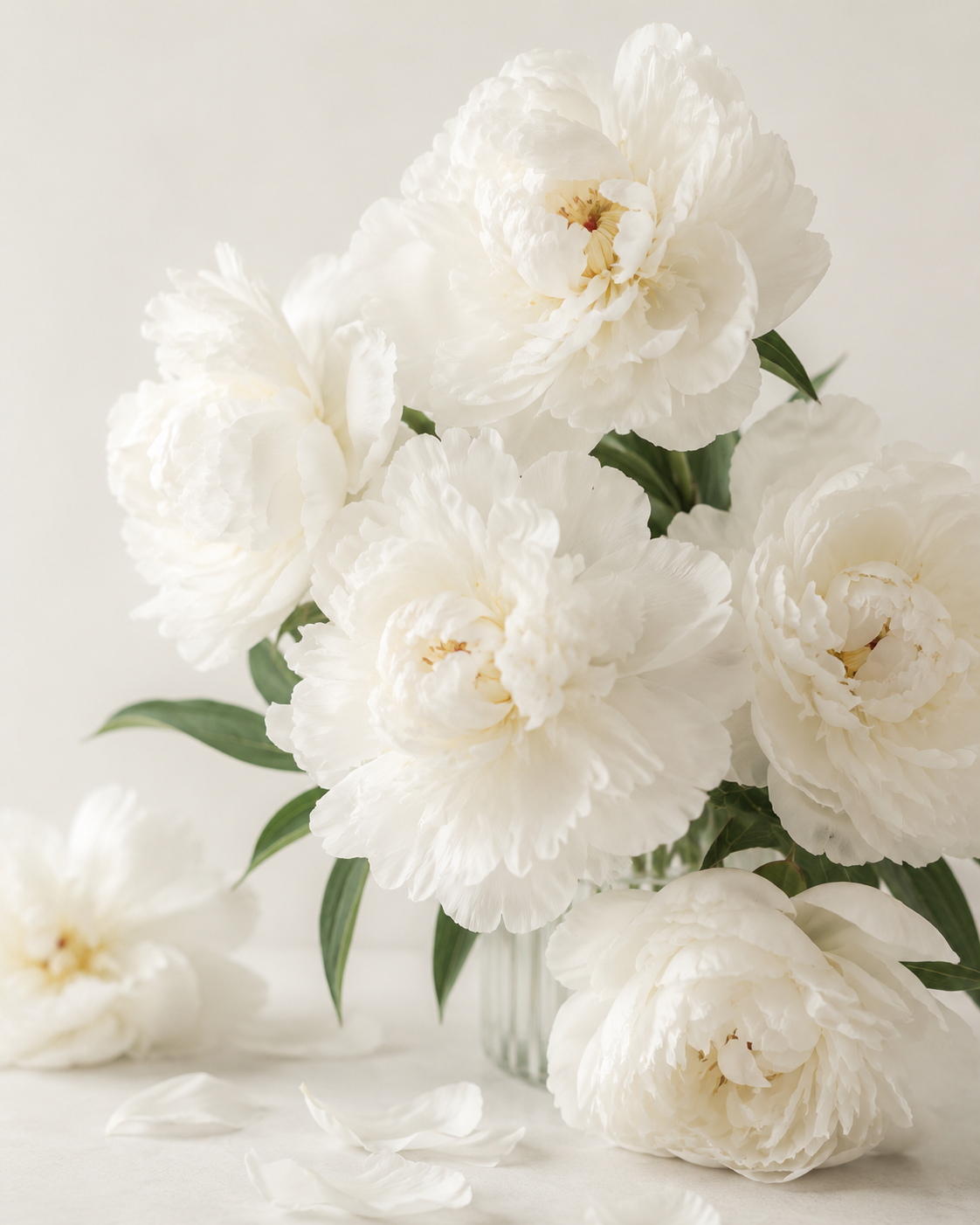 White Peonies I Poster
