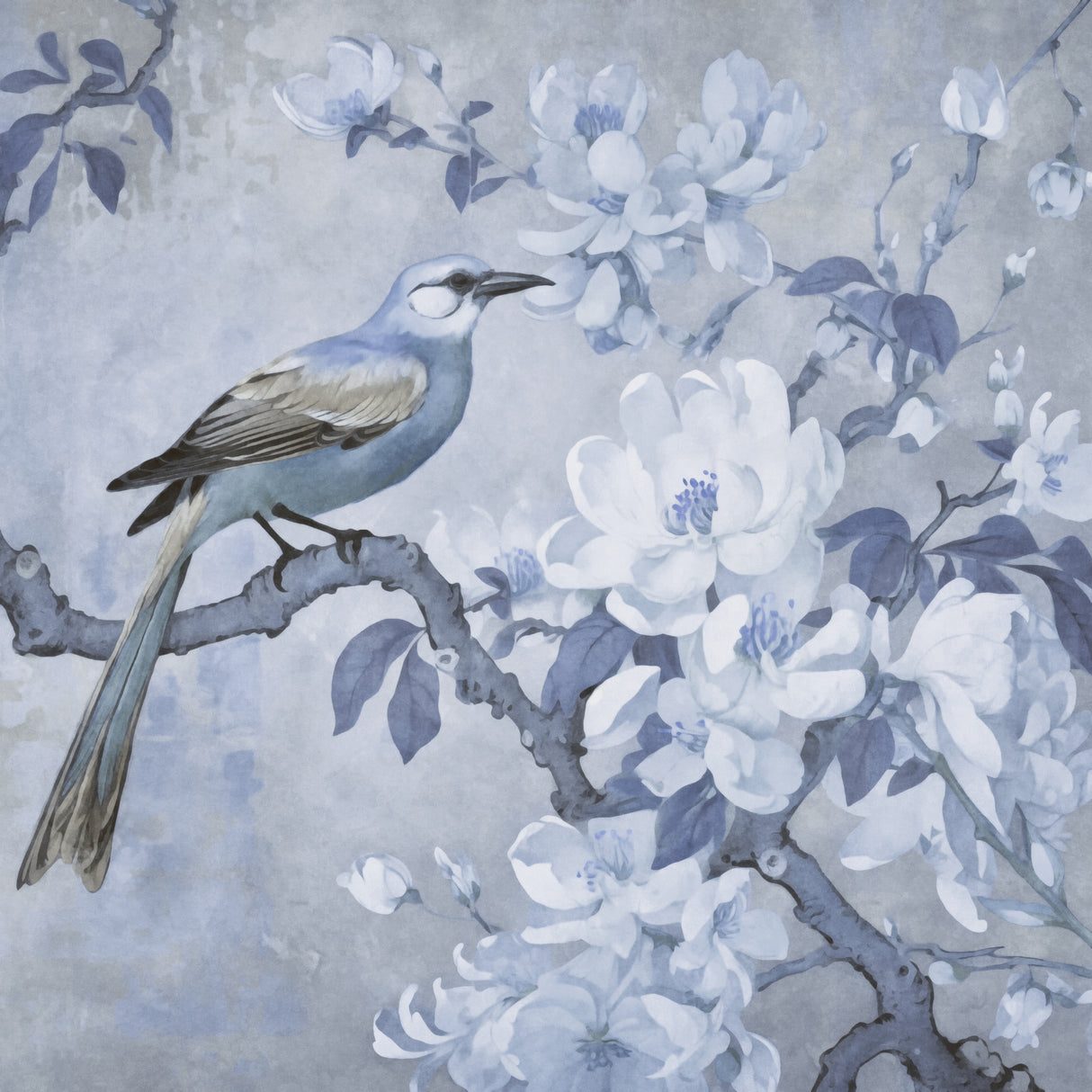 Spring Bird Romance Blue Poster och Canvastavla