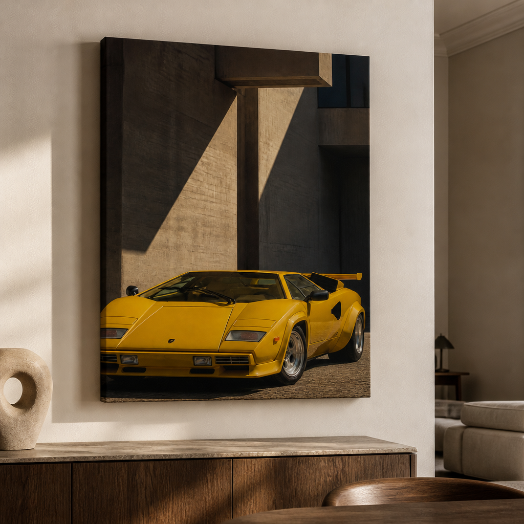 Lamborghini Countach – Brutalist Color Canvas – Min Poster