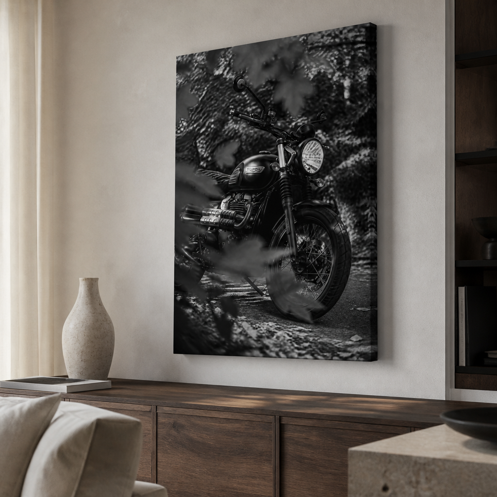 Triumph Scrambler – Autumn Foliage Blackwhite Canvas