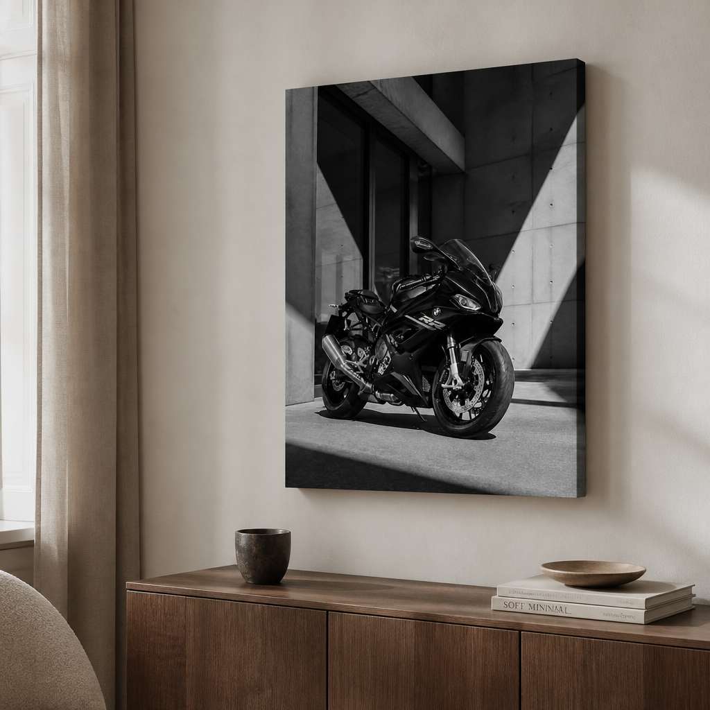 BMW S 1000 RR – Modern Architecture Blackwhite Canvas