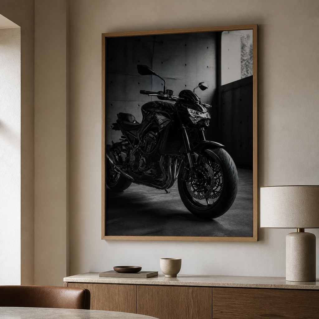Kawasaki Z900 – Concrete Garage Blackwhite Poster