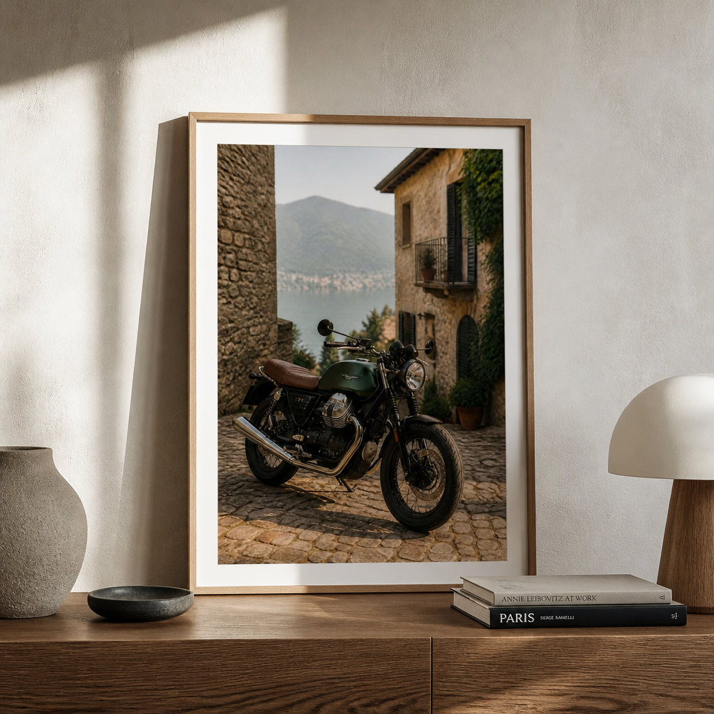 Moto Guzzi V7 – Lakeside Village Color Poster