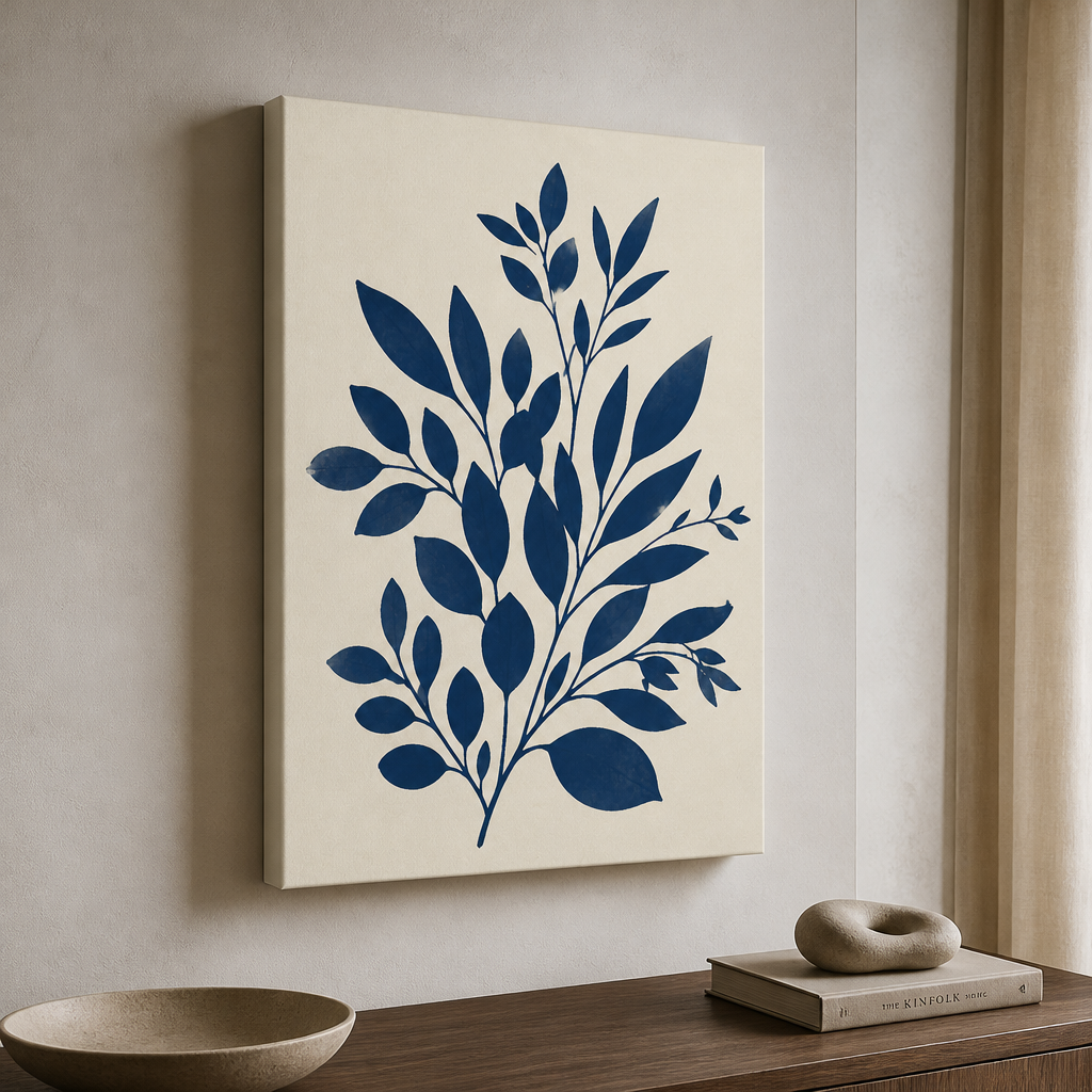 Indigo foliage silhouette Canvas