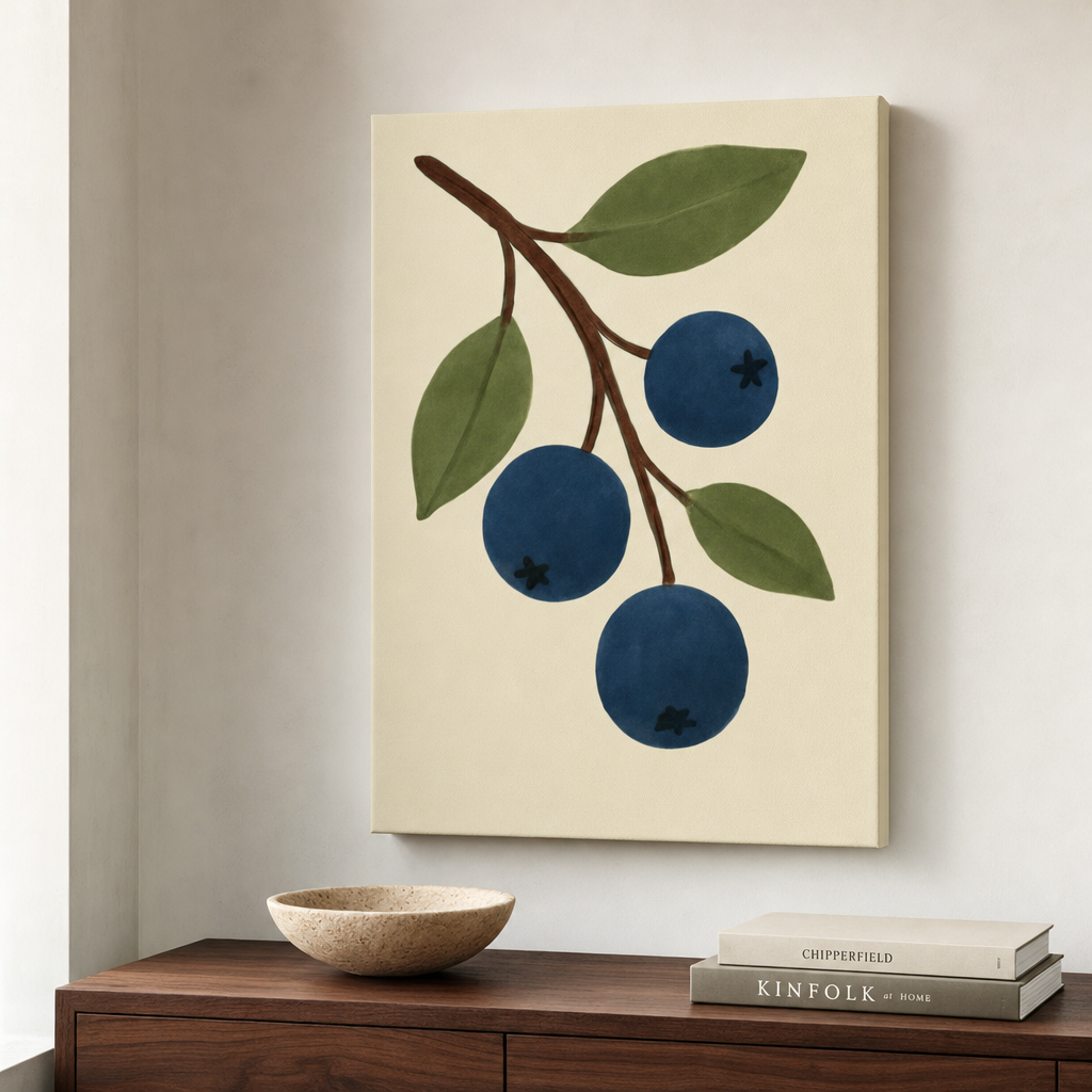 Blåbär i luftig gren Canvas