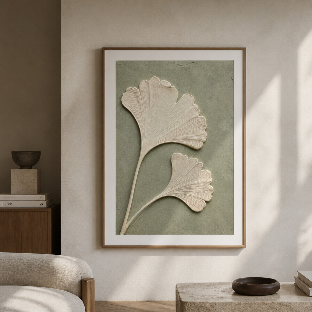 Ginkgoblad mot salvia Poster